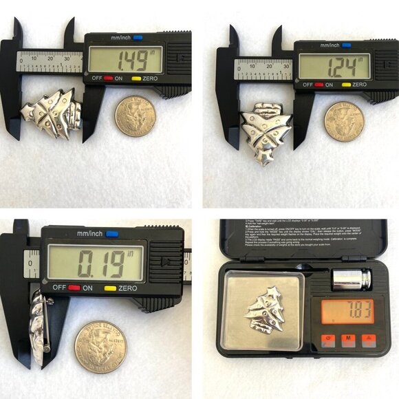 VTG Sterling Silver 925 Mexico Hollow Christmas Tree Brooch Pendant - Picture 8 of 16